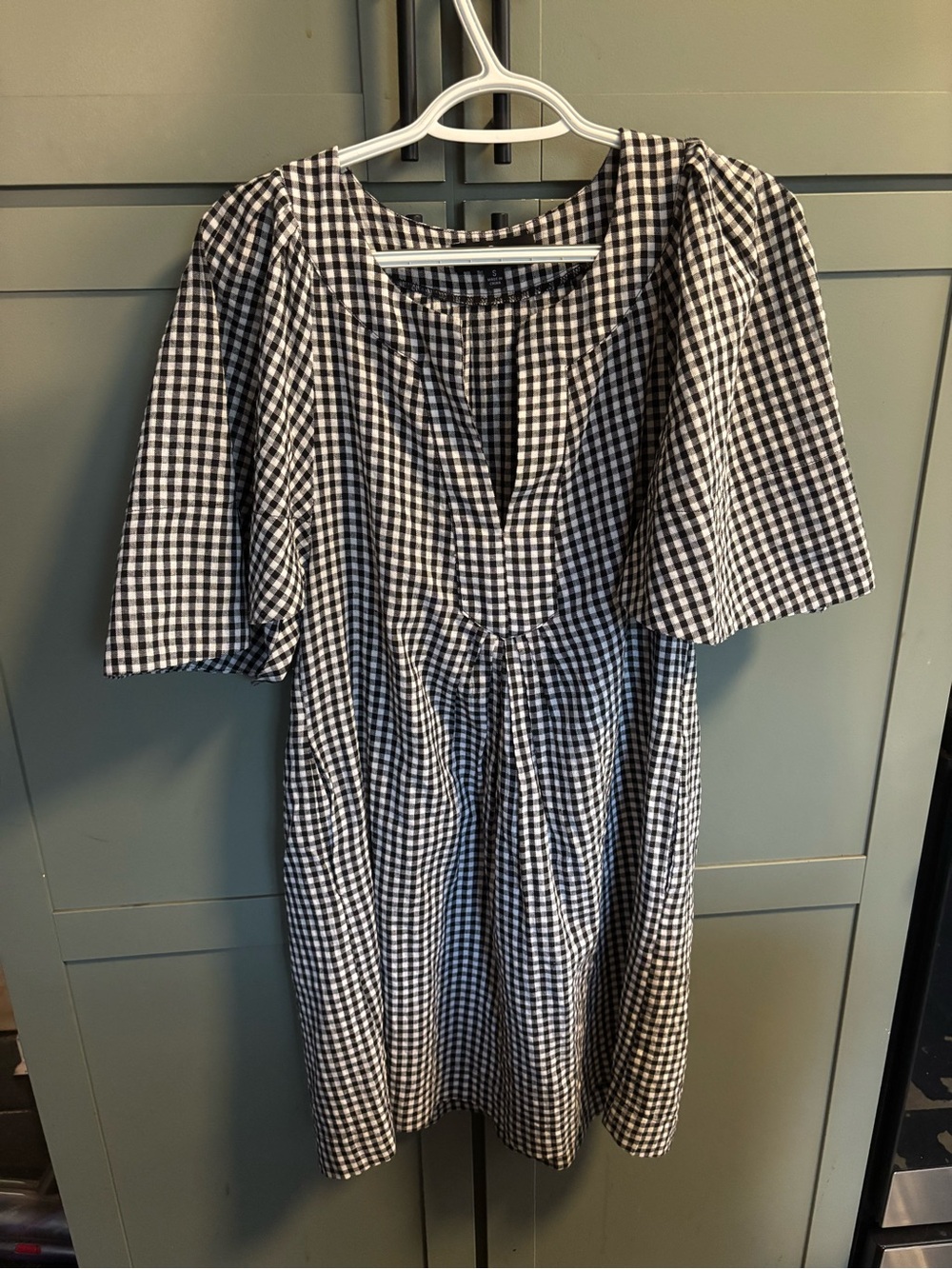 Pomander Place Gingham Short Sleeve Midi Dress - Black/White